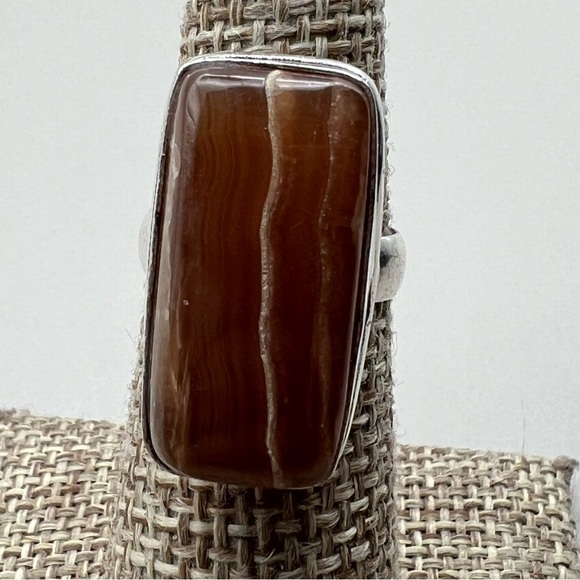 New Rhodochrosite Stone Silver Overlay Ring Size 5.5 - Picture 3 of 8